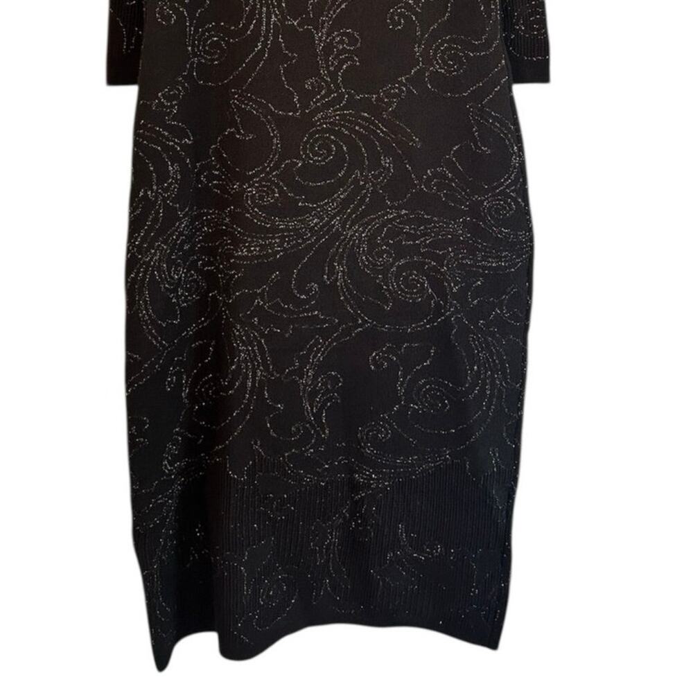 Just Taylor Black Silver Accents Cold Shoulder Black Midi Dress Sz M - Picture 8 of 8